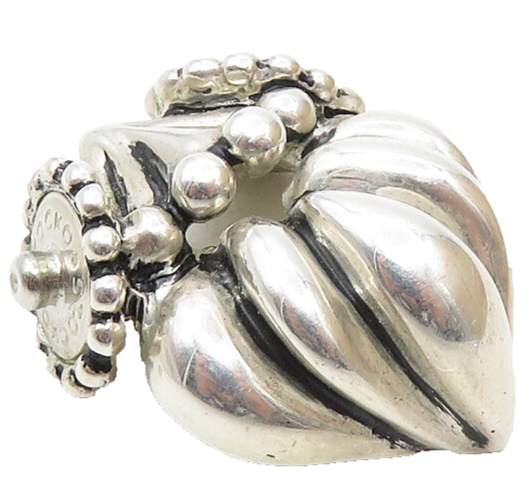ESPO 925 Sterling Silver  Vintage Shiny Smooth Fluted Design Pendant  PT7654