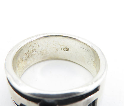 925 Sterling Silver  Vintage Petite Oxidized Detail Band Ring Sz 5.5  RG3727