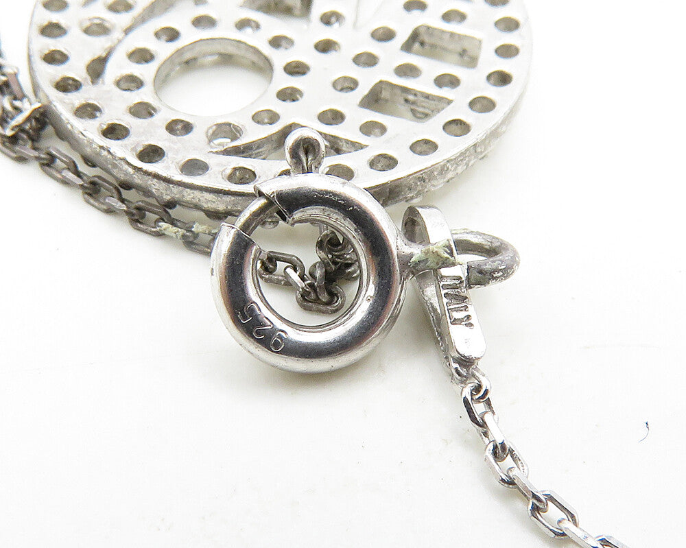 925 Sterling Silver  Shiny Cubic Zirconia Love Pendant Chain Necklace  NE3141