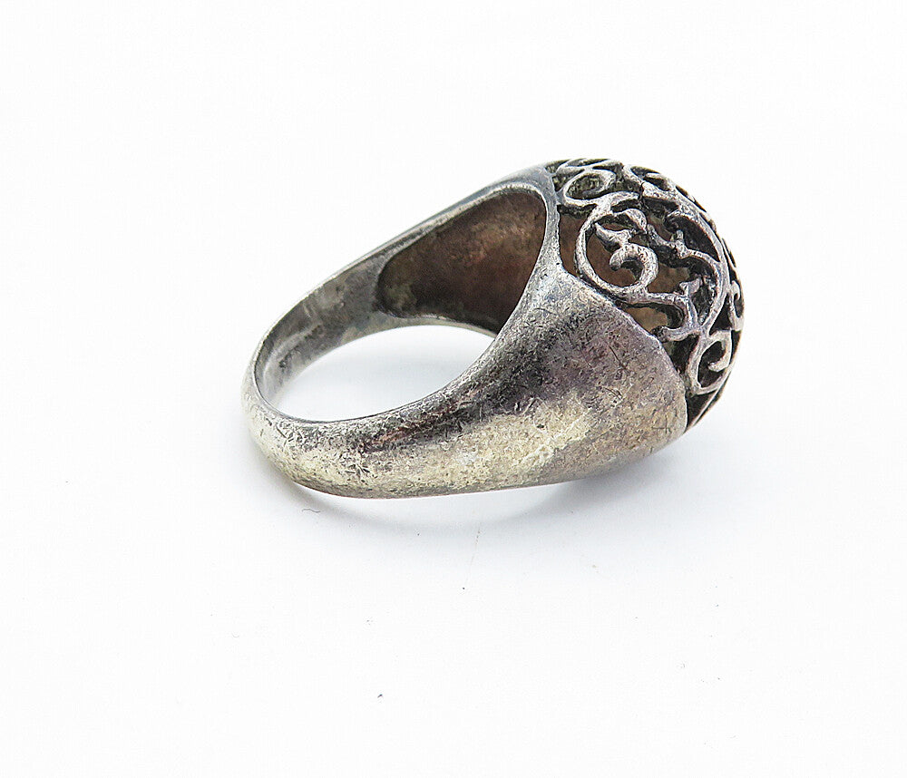 925 Sterling Silver  Vintage Oxidized Open Swirl Dome Band Ring Sz 6  RG5818