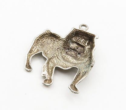 925 Sterling Silver  Vintage Diamond Cut Bull Dog Motif Pendant  PT12401