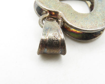 925 Sterling Silver  Vintage Dark Tone Open Love Heart Drop Pendant  PT14242