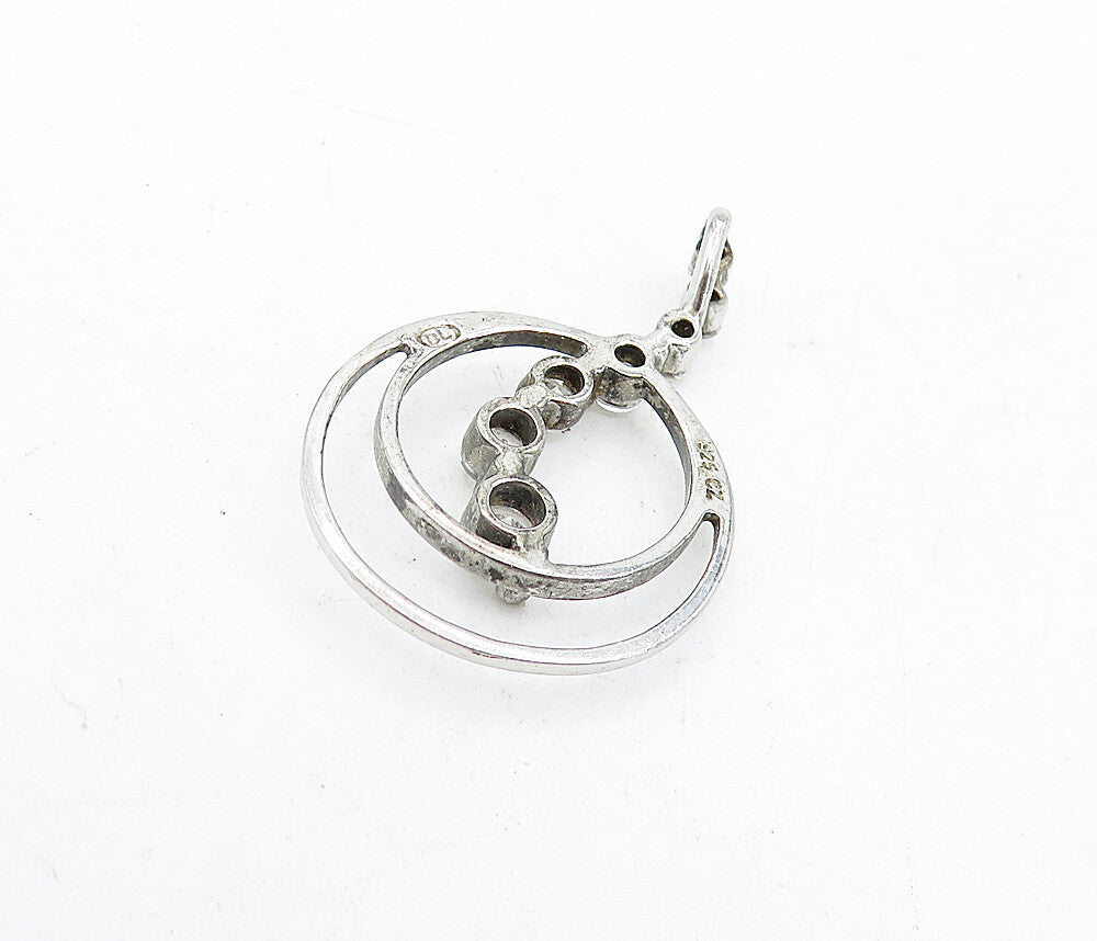 925 Sterling Silver  Vintage Graduated Cubic Zirconia Circles Pendant  PT3676
