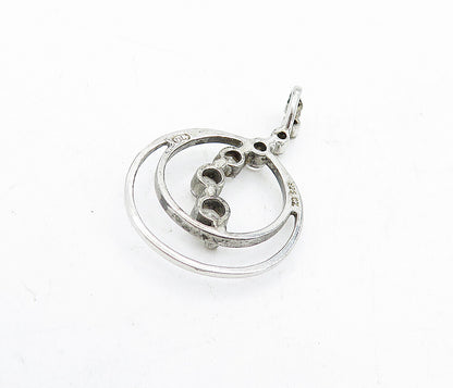925 Sterling Silver  Vintage Graduated Cubic Zirconia Circles Pendant  PT3676