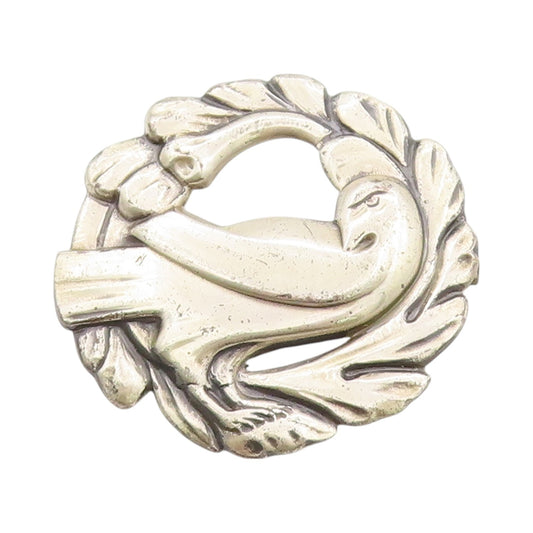925 Sterling Silver Vintage Brooch CORO Leaf Framed Cutout Peacock  BP11611