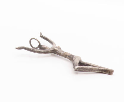 925 Sterling Silver Vintage Pendant Dark Tone Posing Stick Man  PT24029
