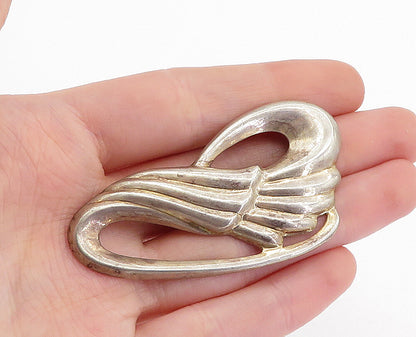 925 Sterling Silver  Vintage Smooth Fluted Swirl Design Brooch Pin  BP1738