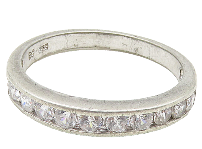 925 Sterling Silver  Sparkling Cubic Zirconia Smooth Band Ring Sz 9  RG16951