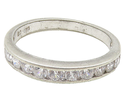 925 Sterling Silver  Sparkling Cubic Zirconia Smooth Band Ring Sz 9  RG16951