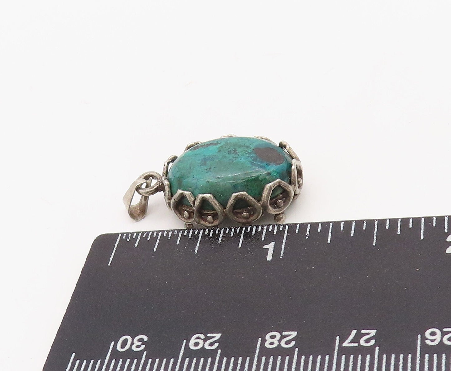 925 Sterling Silver Vintage Pendant Carved Oval Cabochon Gemstone PT23549