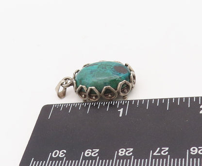 925 Sterling Silver Vintage Pendant Carved Oval Cabochon Gemstone PT23549