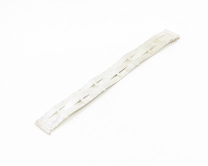 925 Sterling Silver Shiny Slanted Multi Strand Bangle Bracelet BT7250