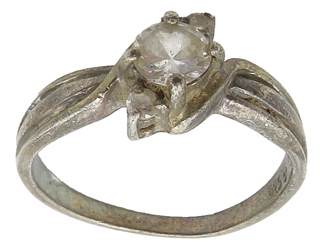 925 Sterling Silver  Vintage White Topaz Dark Tone Band Ring Sz 8  RG16200