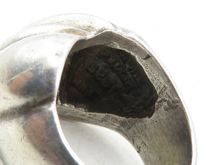 MEXICO 925 Sterling Silver  Vintage Shiny Fluted Dome Band Ring Sz 6.5  RG9756