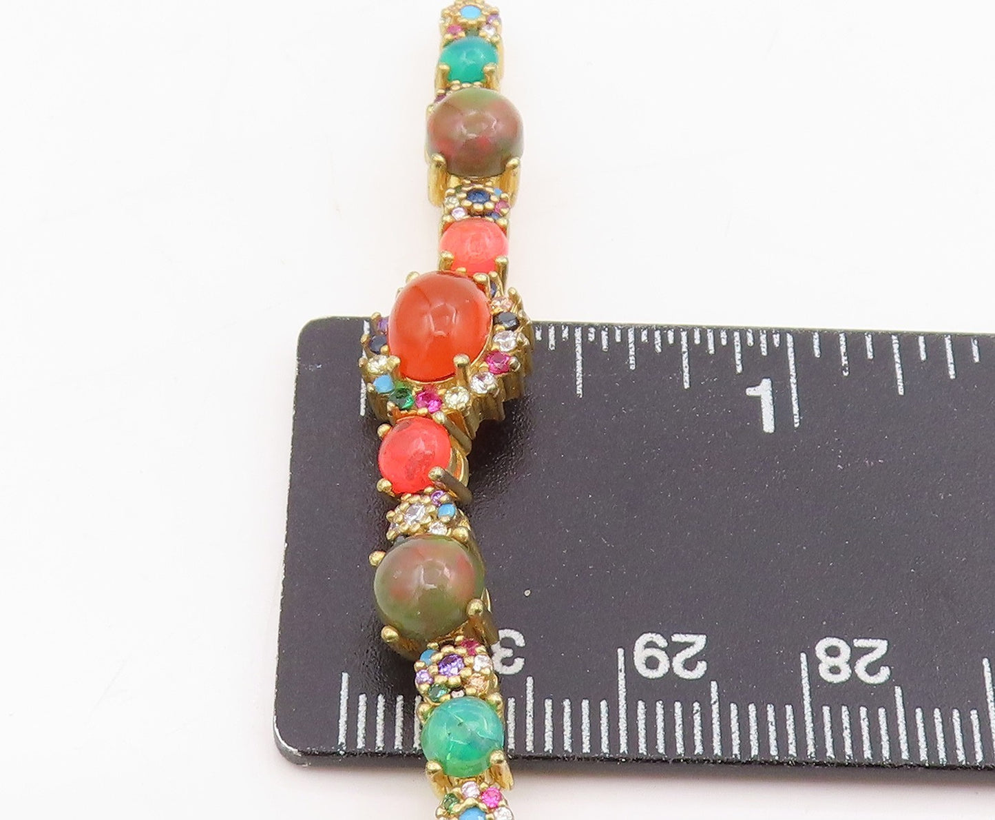925 Sterling Silver Vintage Bracelet Gold Plated Multi Gemstone Medley  BT11528