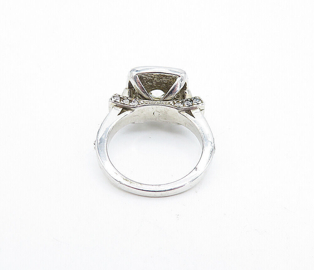 925 Sterling Silver  Cubic Zirconia Solitaire With Accents Ring Sz 5.5  RG5702