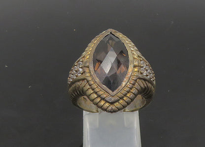 925 Sterling Silver   Vintage Smoky Topaz Pointed Cocktail Ring Sz 7  RG23017