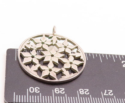 925 Sterling Silver Vintage Pendant Designer Cutout Floral Net Design  PT23754
