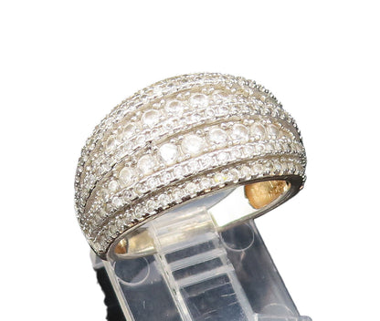 925 Sterling Silver  Vintage Multi Stone Topaz Dome Ring Sz 7.5  RG25653