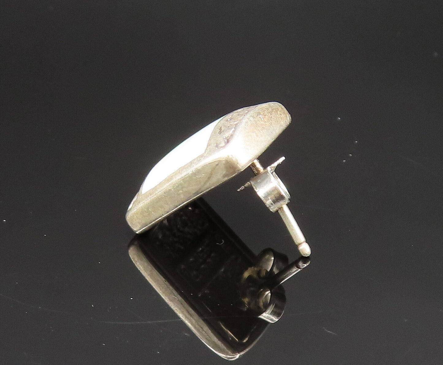 CAROL FELLEY 925 Silver  Vintage Square Fire Opal Stud Earrings  EG11815
