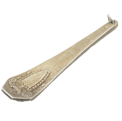 925 Sterling Silver  Vintage Dark Tone Floral Spoon Handle Pendant  PT13521