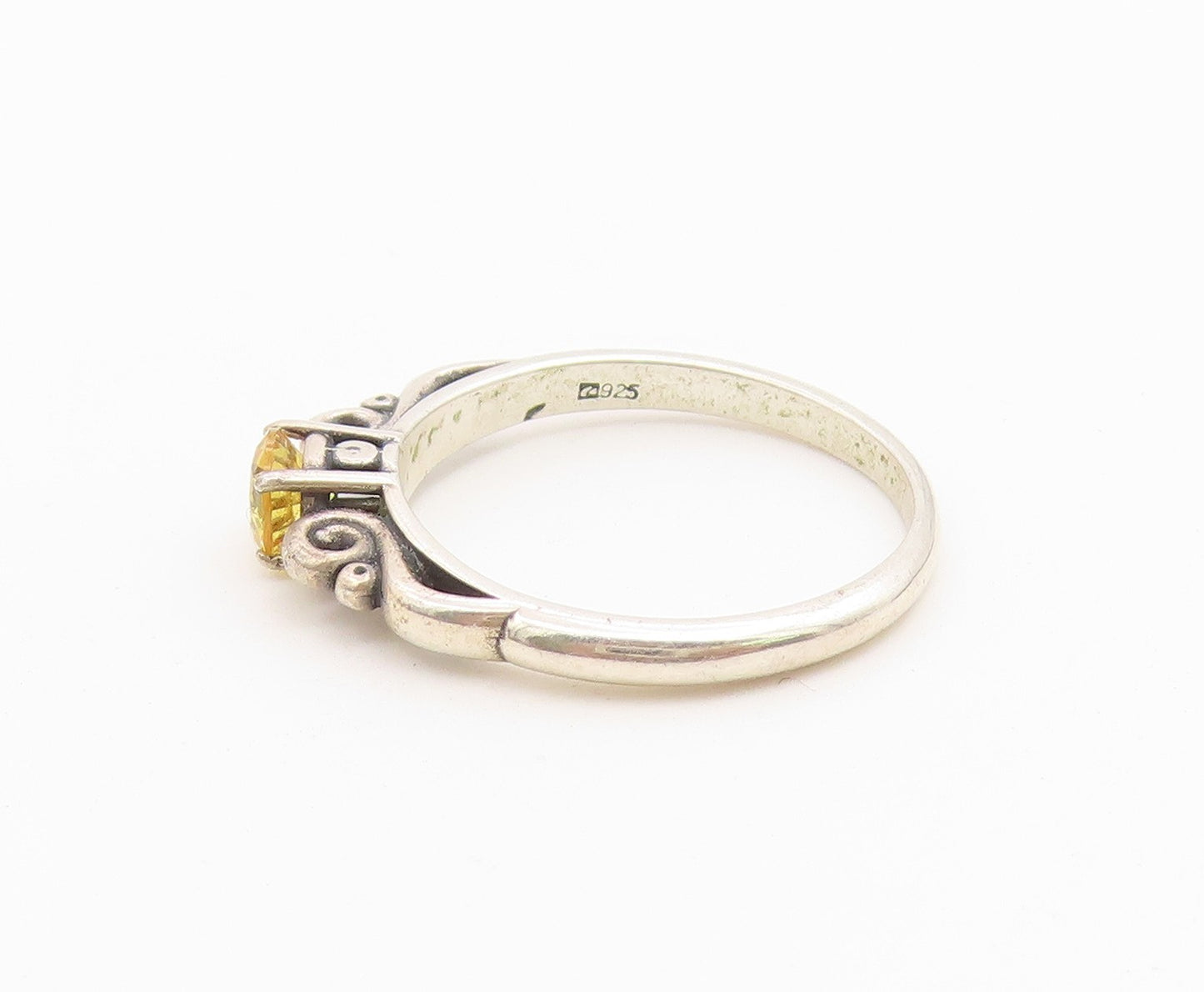 925 Sterling Silver Vintage Ring Classic Citrine Statement Band  Sz 7  RG36747