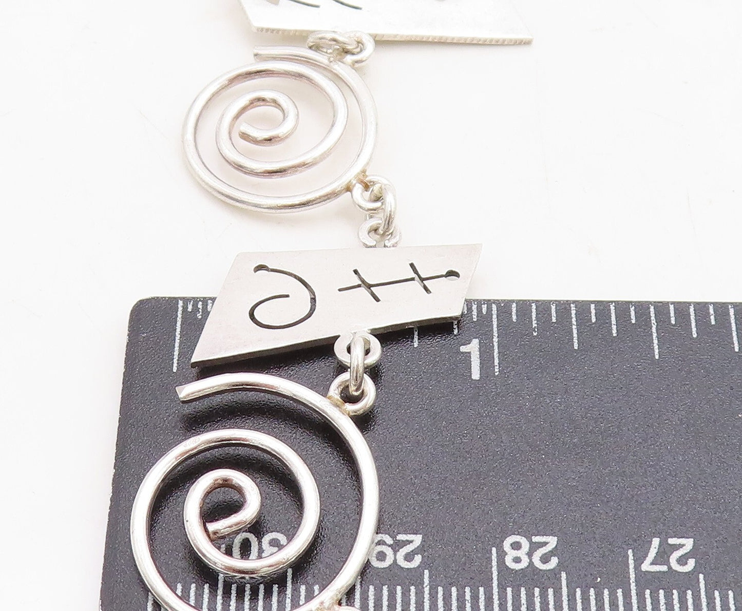 MEXICO 925 Sterling Silver  Shiny Arrow Cutout Spiral Chain Necklace  NE1798