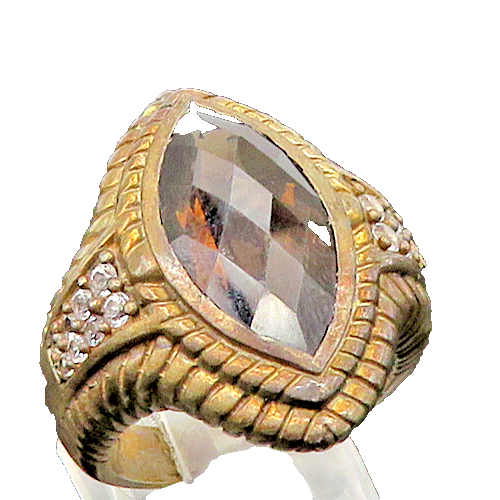 925 Sterling Silver   Vintage Smoky Topaz Pointed Cocktail Ring Sz 7  RG23017