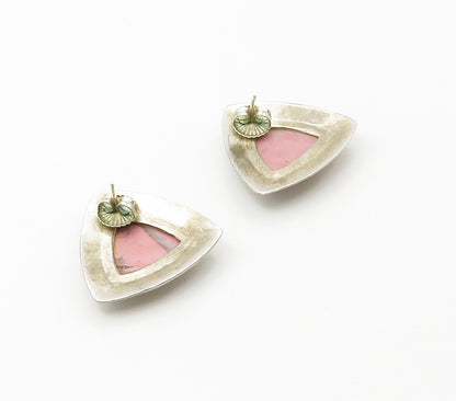 925 Sterling Silver  Vintage Cabochon Cut Rhodonite Drop Earrings  EG8557