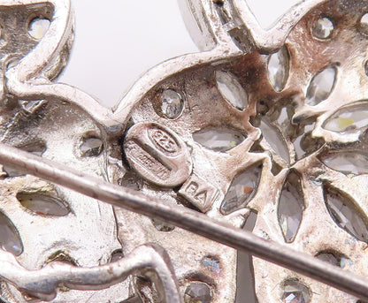 925 Sterling Silver Vintage Brooch Multi Shaped CZ Sparkling Floral Pin  BP11847