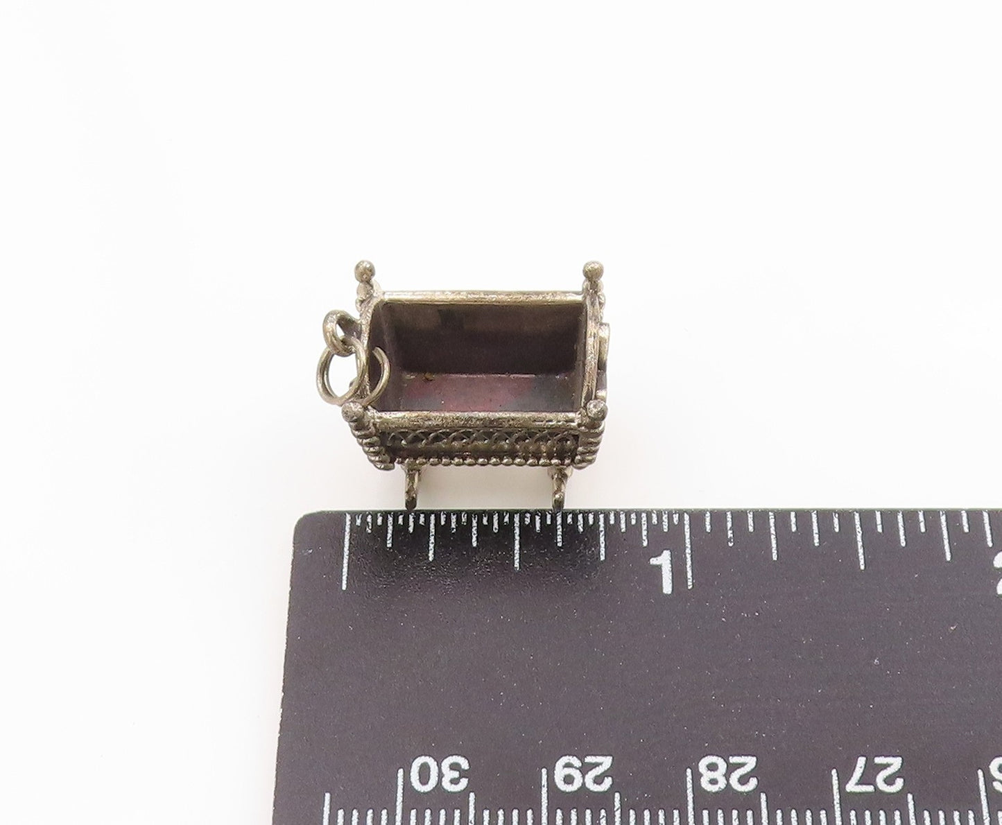 925 Sterling Silver Vintage Pendant BEAU Miniature Rocking Baby Cradle  PT26265