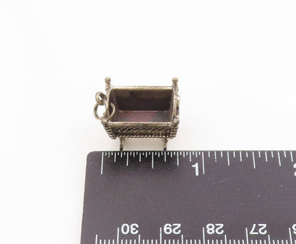 925 Sterling Silver Vintage Pendant BEAU Miniature Rocking Baby Cradle  PT26265
