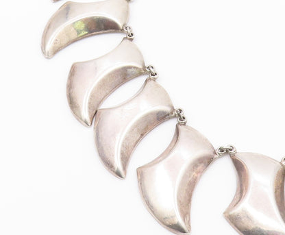 MEXICO 925 Silver  Vintage Heavy Curved Abstract Statement Necklace  NE4021