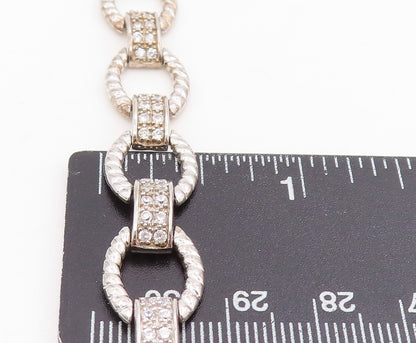 925 Sterling Silver Vintage Bracelet Round Cut CZ Elegant Open Link  BT11699