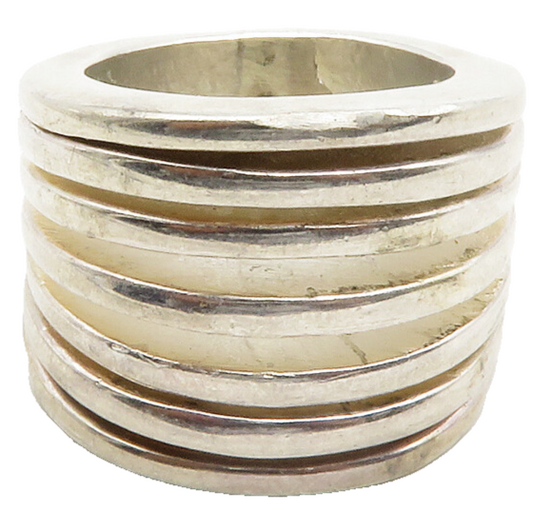925 Sterling Silver  Vintage Shiny Split Shank Dome Band Ring Sz 7.5  RG12813