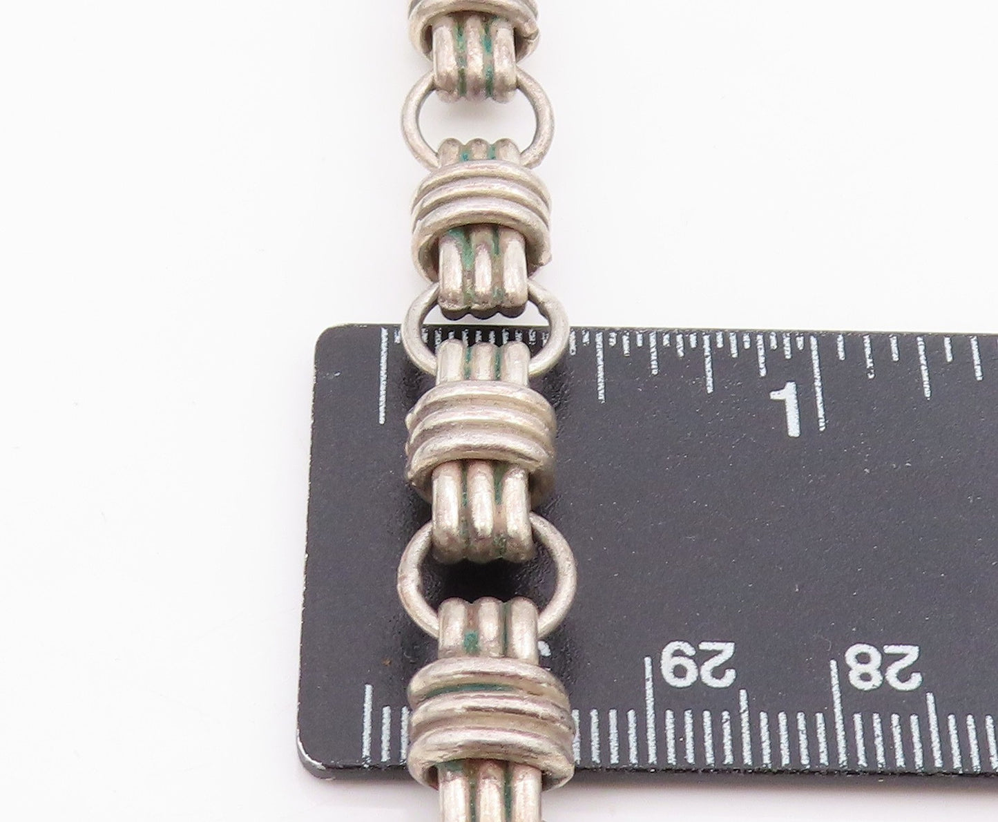 925 Sterling Silver Vintage Necklace Chunky Wrapped Barrel Link Chain  NE4720