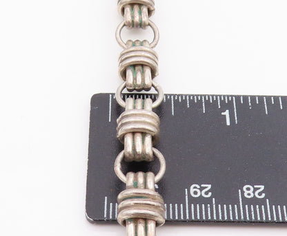 925 Sterling Silver Vintage Necklace Chunky Wrapped Barrel Link Chain  NE4720