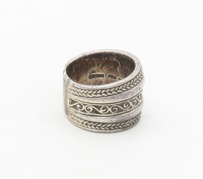 925 Sterling Silver  Vintage Swirl Wheat Layered Band Ring Sz 7  RG16722