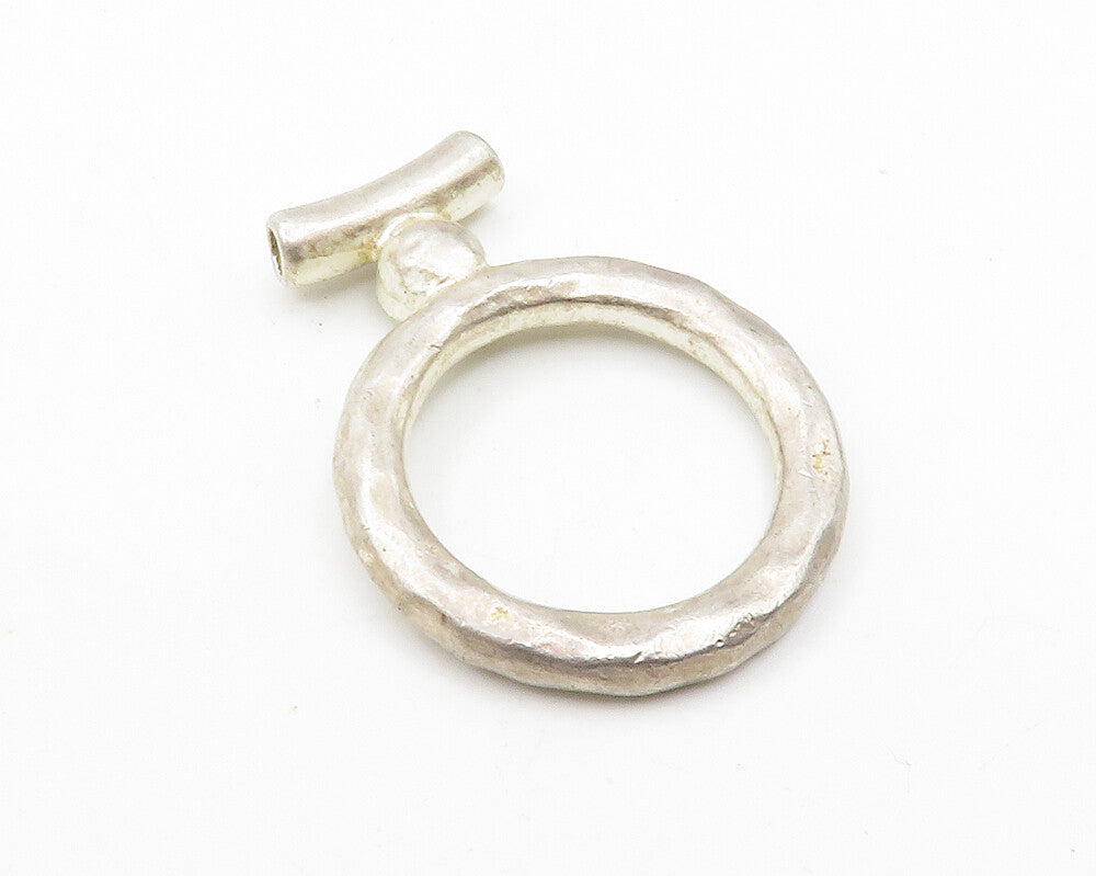925 Sterling Silver  Vintage Cubic Zirconia Open Circle Slide Pendant  PT9770
