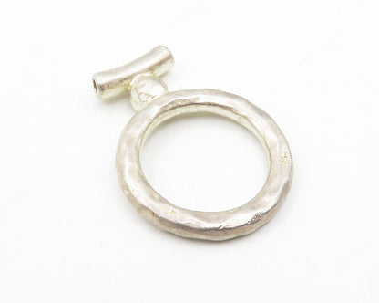 925 Sterling Silver  Vintage Cubic Zirconia Open Circle Slide Pendant  PT9770
