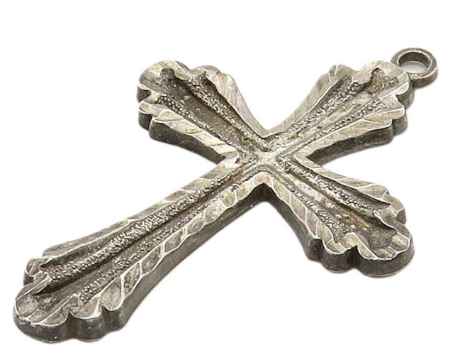 925 Sterling Silver  Vintage Dark Tone Religious Cross Pendant  PT12387