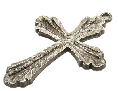 925 Sterling Silver  Vintage Dark Tone Religious Cross Pendant  PT12387