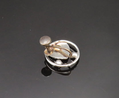 925 Silver  Vintage Love Heart & Cubic Zirconia Screw Back Earrings  EG11796
