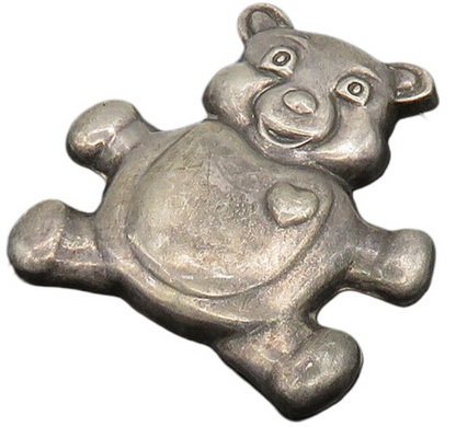 925 Sterling Silver  Vintage Dark Tone Teddy Bear Brooch Pin  BP7807