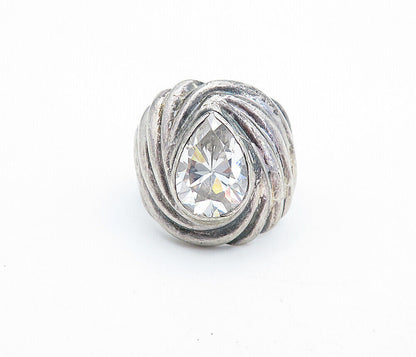 925 Sterling Silver  Vintage Cubic Zirconia Cocktail Ring Sz 5.5  RG7257