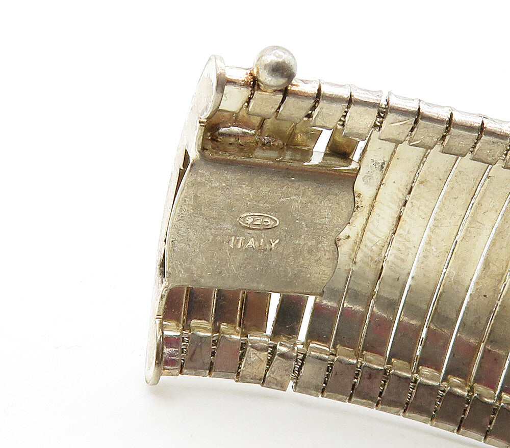 925 Sterling Silver  Vintage Enamel Coated Design Panel Chain Bracelet  BT6260