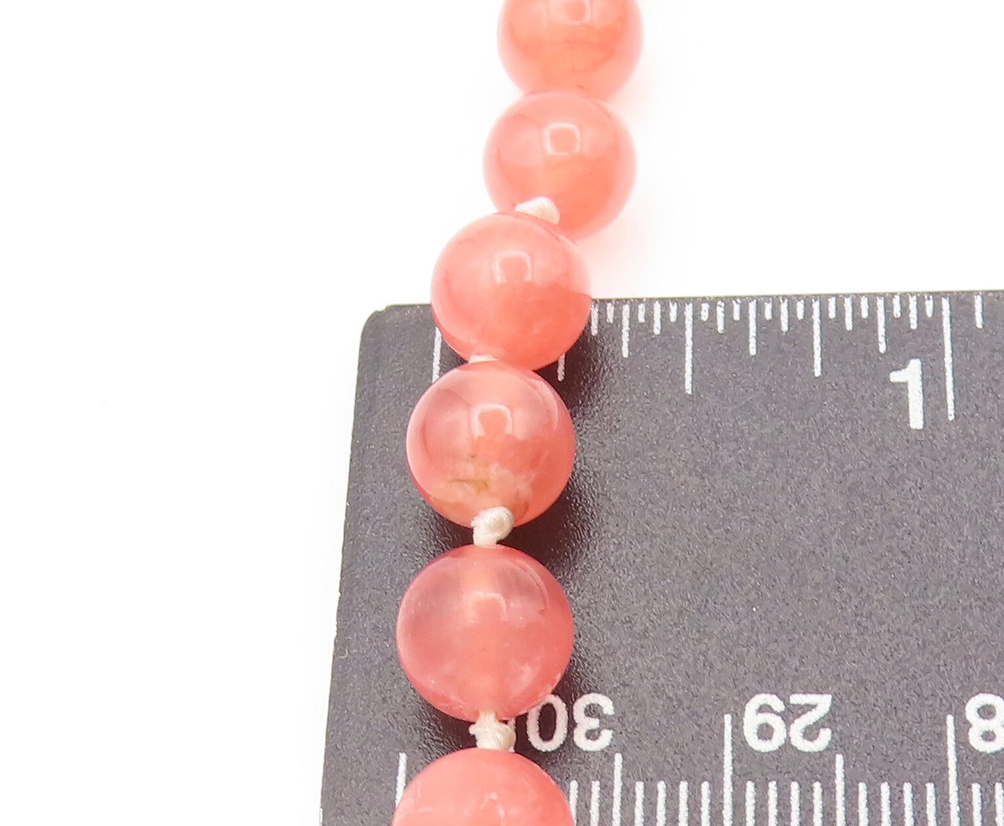 925 Silver Vintage Designer Rhodochrosite Heart Beaded Heavy Necklace NE4142