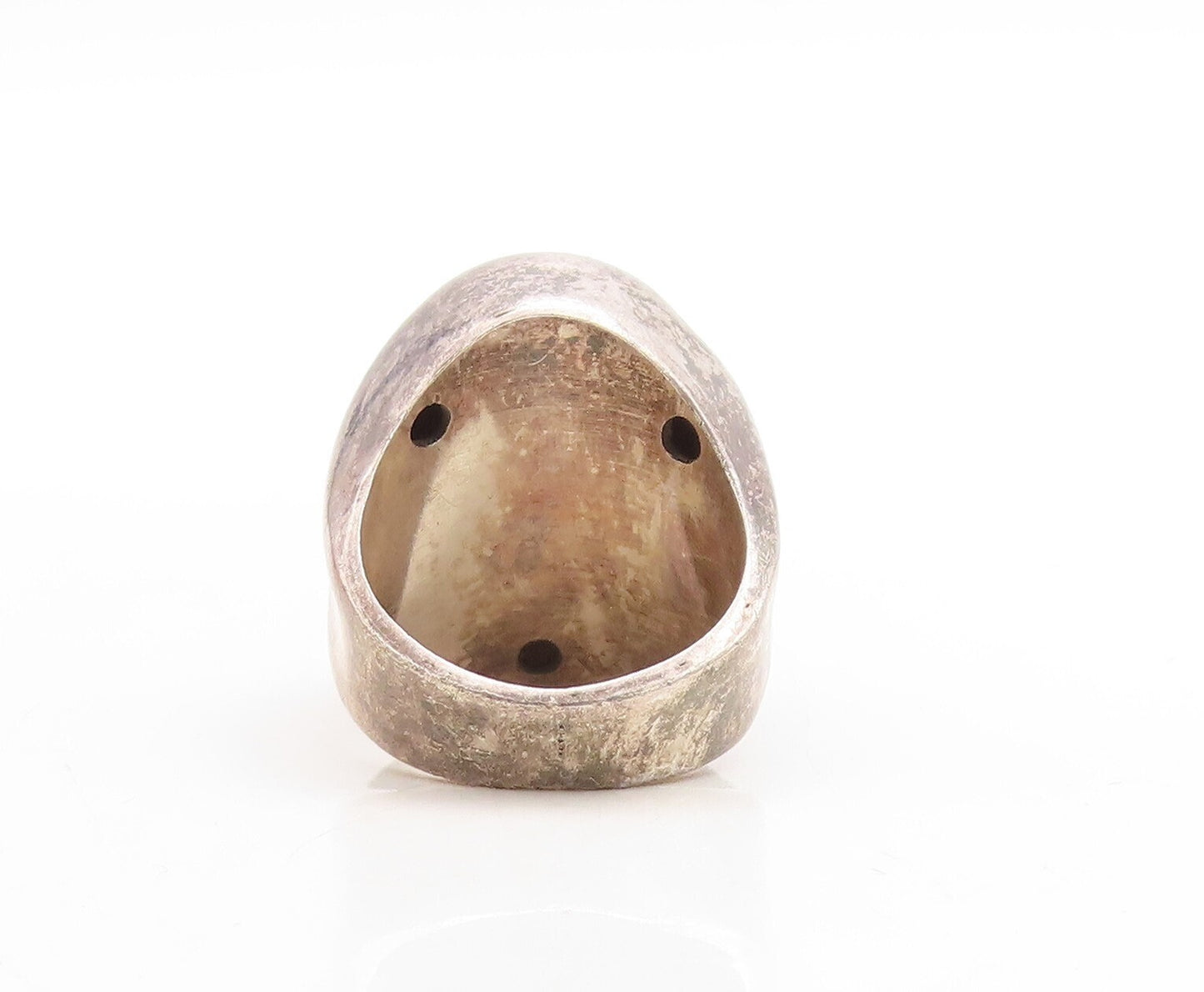 925 Sterling Silver Vintage Ring Dark Tone Puffed Grooved Design  Sz 7  RG31397