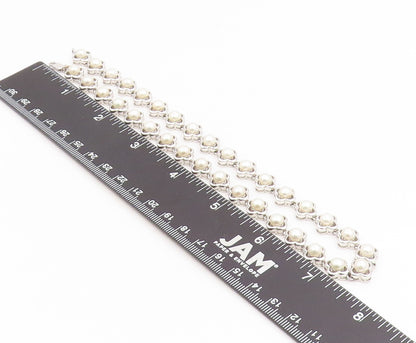 925 Sterling Silver Vintage Necklace White Pearl Elegant Floral Chain  NE4811