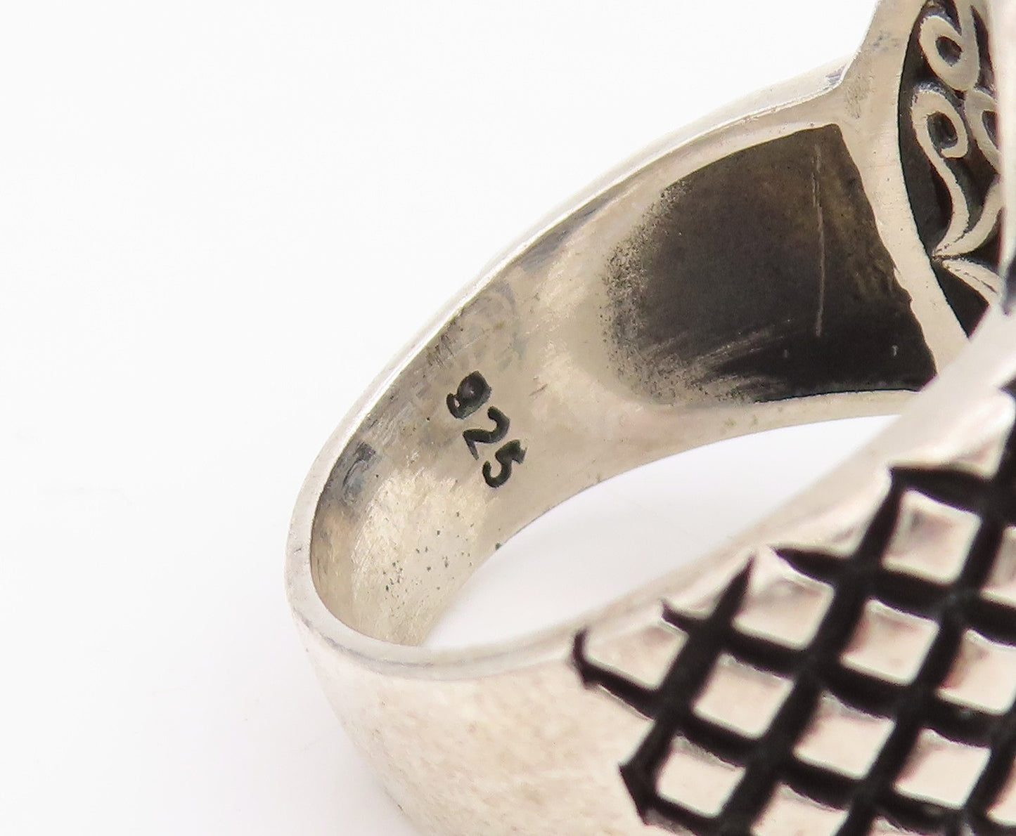 925 Sterling Silver Vintage Ring Cabochon Onyx Chunky Bold Band Sz 11.5 RG34799